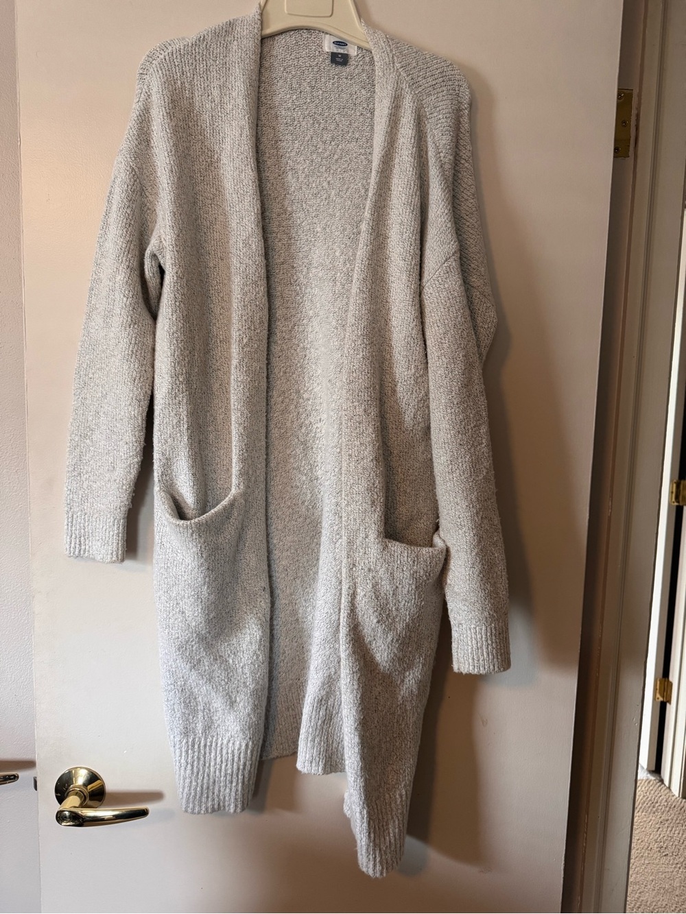 Old Navy Cream Open-Front Long Cardigan with Pockets